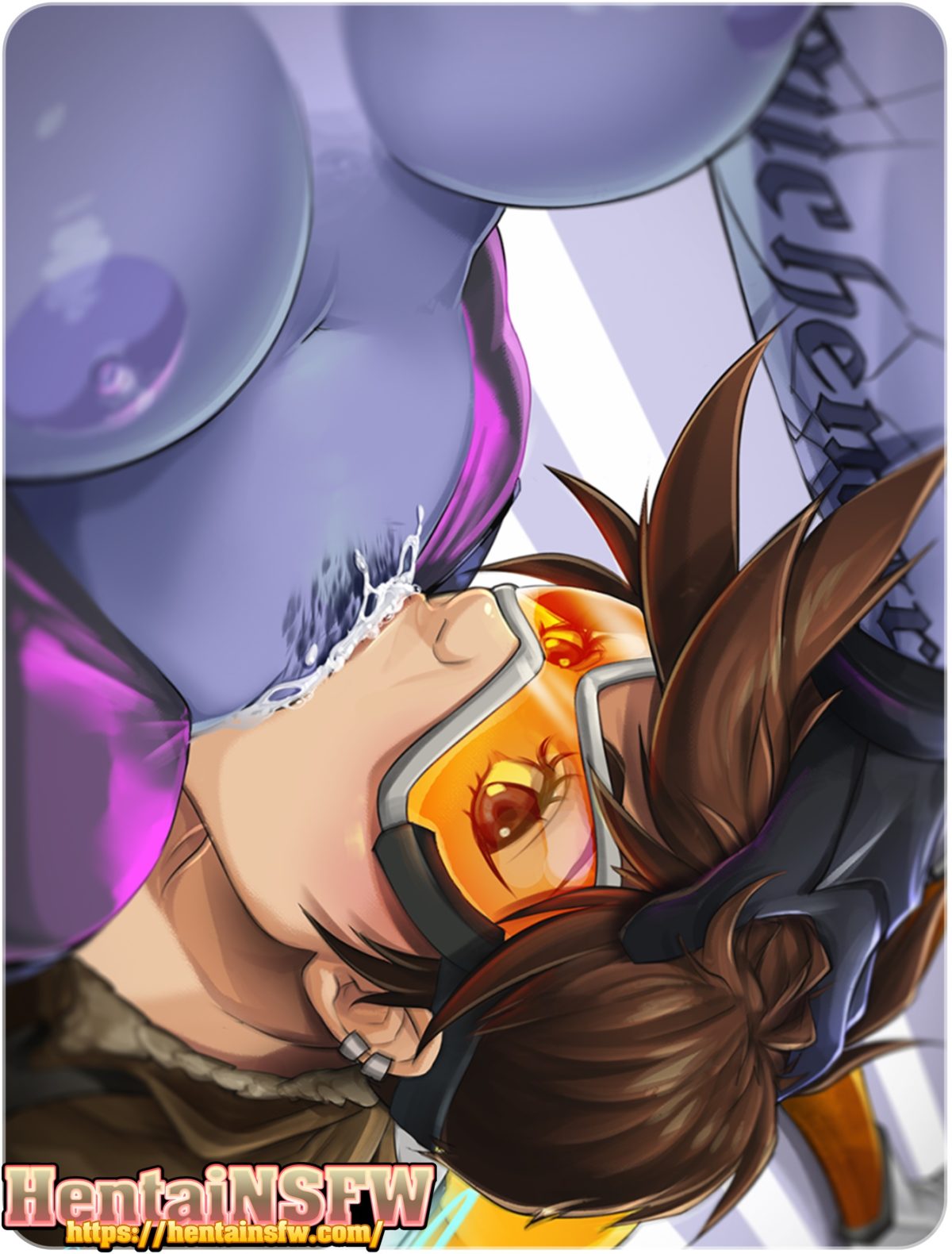 NSFW oppai yuri hentai art of Blizzard Overwatch lesbian babes Widowmaker  and Tracer muff diving. - Hentai NSFW