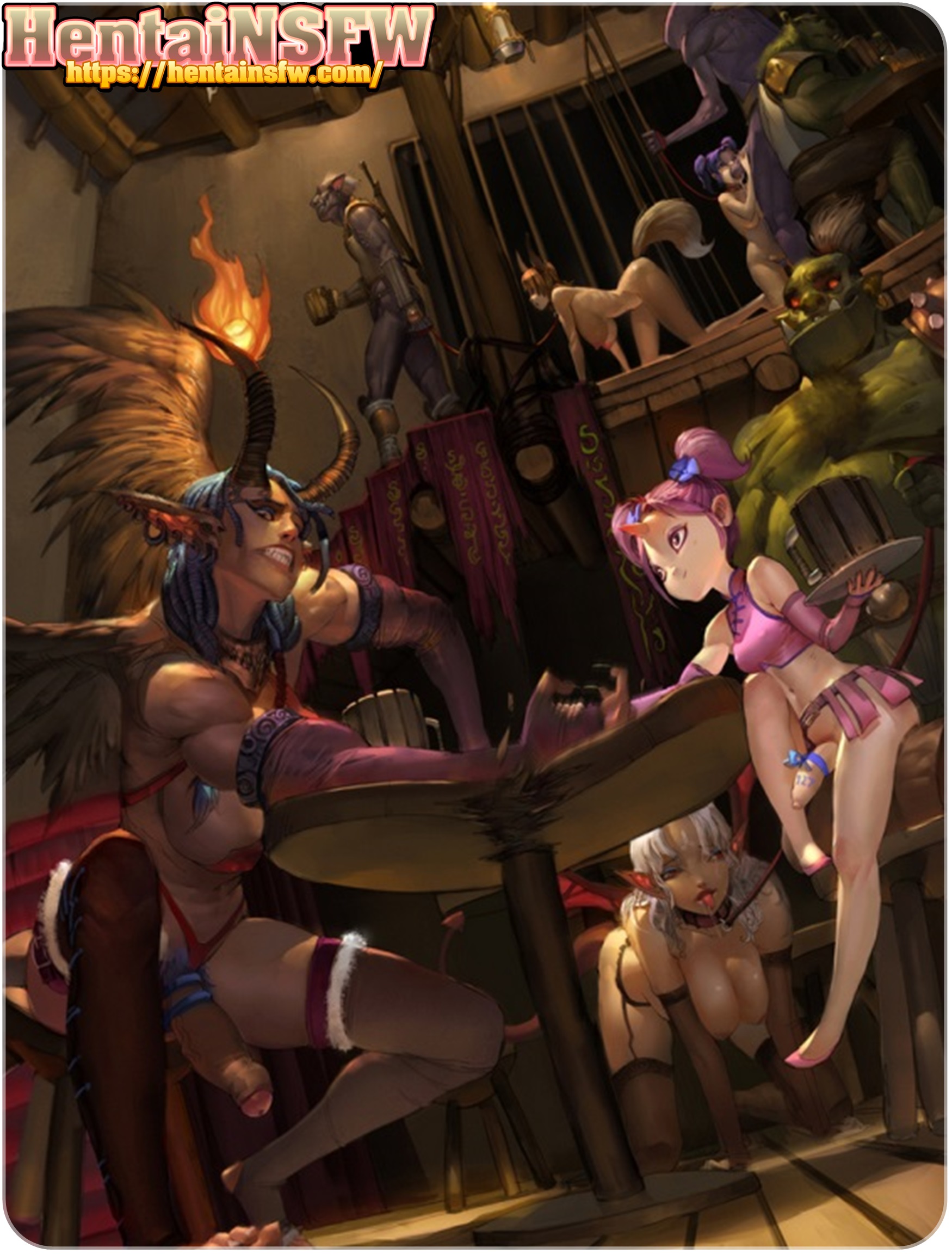 Full Color Uncensored Xxx Futa Oppai Hentai Fantasy Art Of Futanari Babes In A Sex Game Tavern