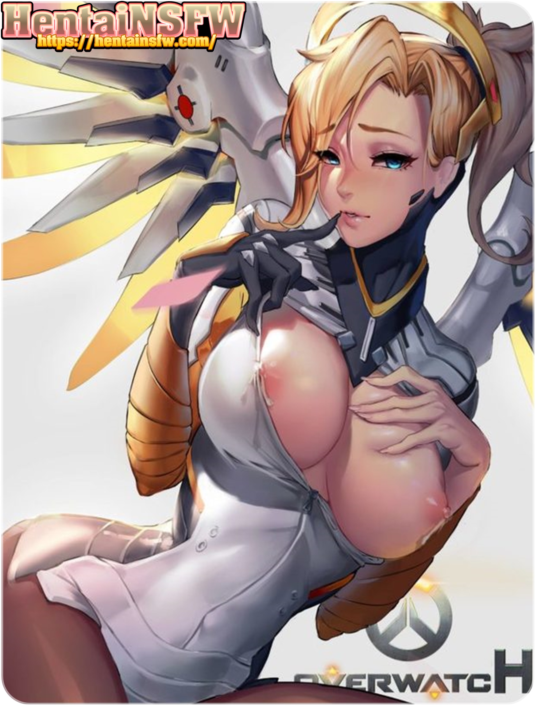 Nsfw Ecchi Gaming Art Of Oppai Hentai Game Slut Mercy S Big Tits From Blizzard S Overwatch Game